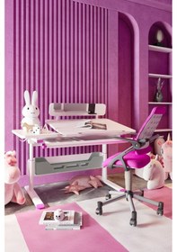 Resim Creo Mobili Yükseklik Ve Eğim Ayarlı, Vega Advanced Bilgisayar Ve Çalışma Masası Takımı Beyaz/fuşya Gri 