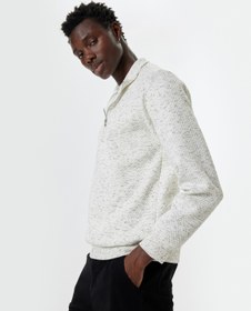 Resim Yarım Fermuarlı Sweatshirt Basic Dokulu Pamuklu 