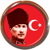 Resim Vatan Vt613 Rozet Atalı Kalpaklı Bayrak Yuvarlak 30 Lu (1 Paket 30 Adet) 