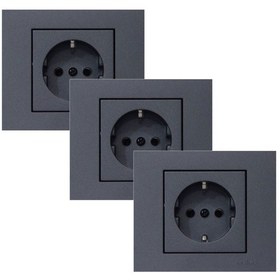 Resim Ovivo Grano Metalik Füme Topraklı Priz Çerçeveli 3 Adet 