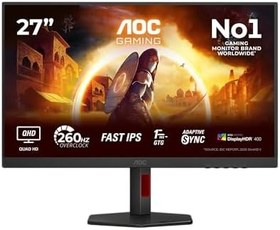 Resim AOC 27" Q27G4ZR 0.3ms 260Hz HDMI,DisplayPort Fast IPS 2K Gaming Monitör 