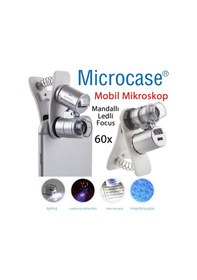 Resim 60X Mini Cep Telefonu için Mandallı Mikroskop Uv Ledli Büyüteç 