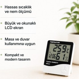 Resim Wetto Dijital Termometre & Nem Ölçer Lcd Ekranlı 