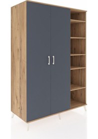 Resim Kronos Dolap 7 Raflı 2 Kapaklı Tek Askılı 132x59x195 Çam-antrasit/çam Antrasıt/atlas Çam 