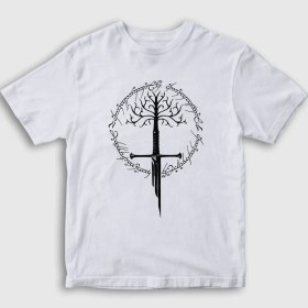 Resim Presmono Unisex Çocuk Beyaz Narsil Yüzüklerin Efendisi The Lord Of The Rings T-Shirt 