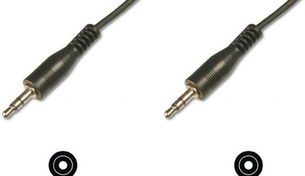 Resim AK-510100-025-S Stereo Ses Kablosu, 3.5 mm erkek - 3,5 mm erkek, 2.50 metre, CCS, 2x0.10/10 zırhlı, siyah renk 