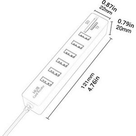 Resim Daytona A4691 USB Hub 6 Port MicroSD TF SD Kart Okuyucu Çoklayıcı 