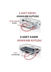 Resim 10'lu Ayakkabı Saklama Kutusu 5 Erkek 5 Kadın Kapasiteli Beyaz 