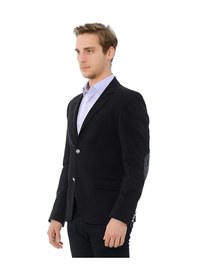 Resim Sposo G-162 Dar Kalıp Örme Kumaş Siyah Erkek Blazer Ceket Siyah 