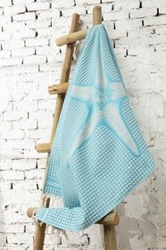 Resim Peştemal Denizyıldızı Desen 90 * 170 Cm,%100 Pamuk turkuaz 170 x 90 