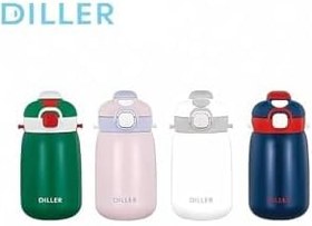 Resim DILLER Tek Kapak Çift Kullanım Pipetli/Pipetsiz 420Ml Askılı Çelik Su Matarası 6 Saat Sıcak/Soğuk -1 