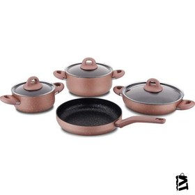 Resim Korkmaz Bella Granit Rosegold 7 Parça Tencere Seti 
