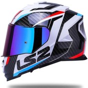 Resim LS2 Storm 2 Racer Full Face Motosiklet Kaskı Şeffaf + Gökkuşağı Vizörlü 