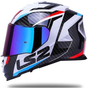 Resim LS2 Storm 2 Racer Full Face Motosiklet Kaskı Şeffaf + Gökkuşağı Vizörlü 