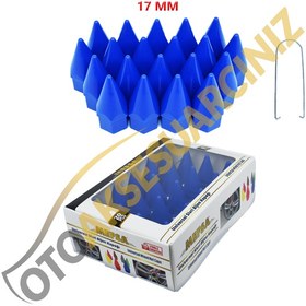 Resim A Kalite Mefsa Bijon Kapağı Sivri 17 Mm Mavi 20 Li Set 