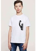 Resim Muhammed Ali Yumruk Baskılı Unisex Çocuk Beyaz T-Shirt 