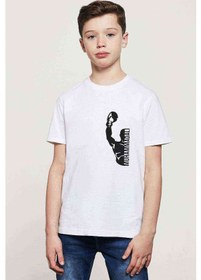 Resim Muhammed Ali Yumruk Baskılı Unisex Çocuk Beyaz T-Shirt 