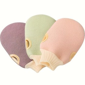 Resim 1 Adet Peeling Eldiveni - Güçlü Temizleme, Yumuşak Pastel Renkler (Nane Yeşili, Lavanta, Pembe) - Derinlemesine Temizlik, Çıkarma, Ayak/Vücut İçin - Erkek ve Kadınlar için Uygun - Duş, Banyo, Spa, Pedikür, Eksfoliye Eldivenleri, Dokulu Tasarım, Nazik Peeling 