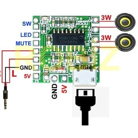 Resim PAM8403 Mini Ses Yükseltici Class D 2x3w Amfi Kartı Micro Usb Beslemeli 