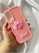 Resim Samsung Galaxy A05 Renkli Kalp Kurdele Detaylı Simli Dalgalı Sweety Kılıf 