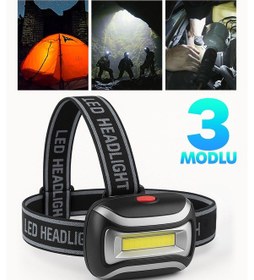 Resim 3 Modlu Pilli Kafa Lambası Kampçı Tamirci Balıkçı Outdoor Kafa Feneri Işığı K4115 Çok Renkli 