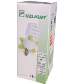 Resim Uzlight 12w Spiral Tasarruflu Ampul Sarı Işık E14 Duy 10'lu Paket 