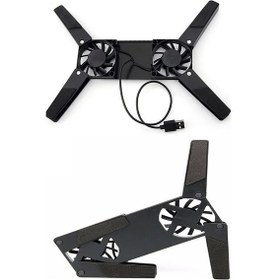 Resim 2 Fanlı Notebook Soğutucu Portatif Katlanabilir Laptop Soğutucu Fan Usbli Stand Bilgisayar Fanı 