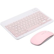 Resim 10 İnç Taşınabilir Bt Klavye Mouse Kombosu 78 Tuş Şarj Edilebilir Mini Klavye 3 Vitesli Dpı Ayarlanabilir Mouse Geniş Uyumluluk Pembe 