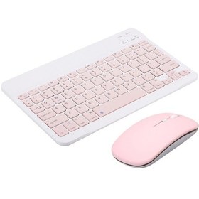Resim 10 İnç Taşınabilir Bt Klavye Mouse Kombosu 78 Tuş Şarj Edilebilir Mini Klavye 3 Vitesli Dpı Ayarlanabilir Mouse Geniş Uyumluluk Pembe 