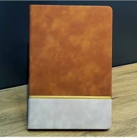 Resim Çizgili Deri Defter Acı Kahve 