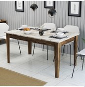 Resim Milan Yemek Masası - Ceviz / Beyaz Mermer 