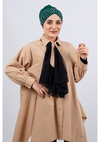 Resim Hürrem Bone Zümrüt Pratik Hazır Geçmeli Tesettür Bone Sandy Kumaş Taşlı 1456_ Zümrüt 