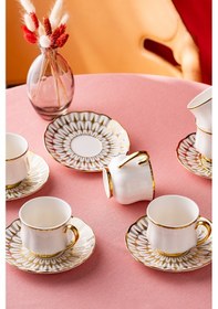 Resim İstanbul Porselen Rumeli 6 Kişilik Kahve Fincan Takımı Beyaz 