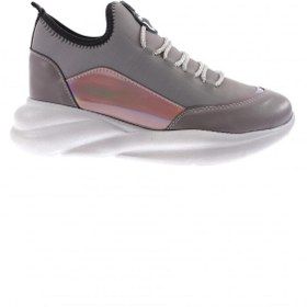 Resim Dgn Kadın Kalın Taban Strech Detaylı Silver Taş Bağcıklı Sneakers Ayakkabı Gri Platin 4263137 