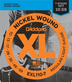 Resim D'Addario EXL110-7 XL Nickel Wound 7 Telli Elektro Gitar Tel Seti - 10-59 (Profesyonel) | 7 Telli Gitarlar İçin İdeal Gerilim, Nikel Sargı ve Üstün Akort Kararlılığı 