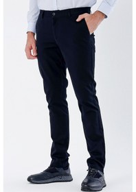 Resim İmza Koyu Lacivert Armürlü %100 Pamuk Yan Cepli Slim Fit Dar Kesim Casual Pantolon 1003235117-koyu Lacivert Koyu Lacivert 