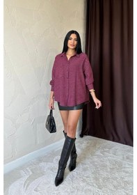 Resim Fuşya Işıltılı Gömlek Fuşya 