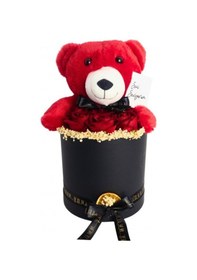 Resim Sevgiliye Sevdiklerinize Özel Kutuda Peluş Ayıcıklı Güller Büyük Boy-468 Kırmızı 