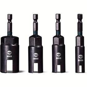 Resim Facoow Kanatlı Somun Sürücüsü 4'lü Set, Kanatlı Somun Sürücü Matkap Ucu, 1/4" Altıgen Saplı Kanatlı Somun Sürücü Seti 9mm 12mm 15mm 18mm, Kanca Cıvata Montajı için Somun Sürücü Seti, Büküm Teli 