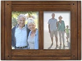 Resim Prinz Homestead Çift Kişilik 5x7 Koyu Ceviz Resim Çerçevesi - Eskitilmiş Rustik Dekor Ahşap Fotoğraf Çerçevesi, İki Yönlü Şövale, Duvar veya Masa Üstü Sergisi 