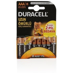 Resim Duracell LR03/MN2400 AAA İnce Kalem Pil 8'li 