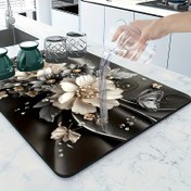 Resim 1 adet Çiçek Tabak Kurutma Matı, Süper Emici Mutfak Matı, Tezgah Kaymaz Matı, Kauçuk Malzeme, Musluk Banyo Matı, Mutfak Gereçleri, Ev Aksesuarları 