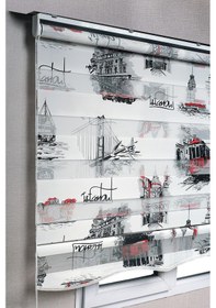 Resim Istanbul Desenli Zebra Stor Güneşlik Perdeler 