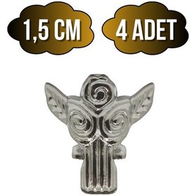 Resim Melek 1.5cm Metal Ayak Çeyiz Ve Hediye Kutusu Mobilya Ayağı 1.5cm Gümüş 4 Adet Gümüş 