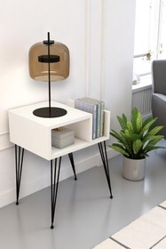 Resim Modalanka Begonya Koltuk Yanı Sehpa - Raflı, Gazetelik, Süslük, Kitaplık, Dergilik ve Metal Ayaklı Şık Sehpa 