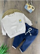 Resim 3 İplik İçi Şardonlu Armalı Kışlık Erkek Bebek Takım Kese Kağıdı Beyaz - Lacivert 