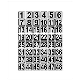 Resim Metal Kapı,masa,dolap Numarası 15cmx15cm 48 Adet (1…48) Gümüş Renk Metal 