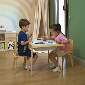 Resim Montessori Ahşap Aktivite Masası - Çam Ağacı - 40cm / Açılı 