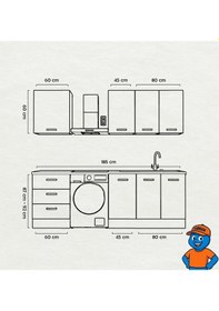 Resim 185 Cm Mutfak Dolabı Gri Mdf Kapak Tezgah Dahil Yrkn185 98 Gri 
