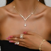 Resim Lüks Rhinestone Bakır Takı Seti - Sentetik Ekim Doğumeşyası Kolye, Küpeler, Bileklik ve Yüzük Kadınlar İçin - Parti ve Düğün Gecesi Aksesuarları - Şükran Günü Temalı Kaplama Takı Koleksiyonu 